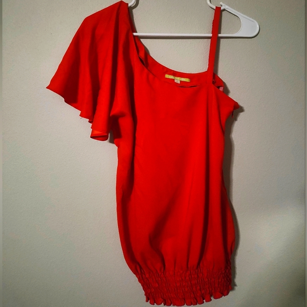 Gianni Bini Orange Single Shoulder Top Size Small